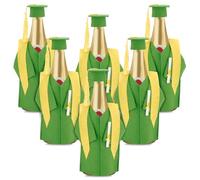 AHANDMAKER Set di 6 tappi per bottiglie di vino blu e cappucci per celibato e vestito, copertura per bottiglia di vino, decorazione per bottiglie di vino, per feste di laurea e champagne, Verde,