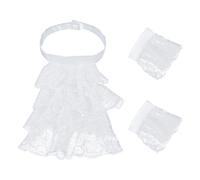 AHANDMAKER Set di colletto e polsini in pizzo vittoriano con collo jabot coloniale in pizzo coloniale vittoriano steampunk chiffon collo jabot collari ruff polsini coloniali per giudice pirata costume