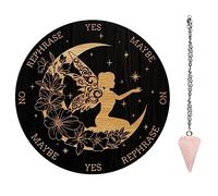 AHANDMAKER Set di tavole a pendolo, tabella di divinazione di radiestesia, tabella di messaggio metafisica con collana a pendolo in cristallo per forniture d'altare di stregoneria, fata e luna