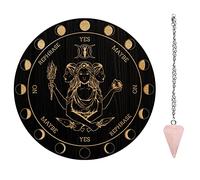 AHANDMAKER Tavola A Pendolo Della Tripla Dea, 7.8" bacheca Metafisica Divinazione Rabdomante Bacheca Intagliata In Legno con Collana A Pendolo di Cristallo Divinazione per Stregoneria Kit di Forniture