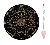 AHANDMAKER Tavola da Pendolo Esagonale da 19,8 cm, Bacchette per Rabdomanzia in Legno con Pendolo da Rabdomante in Cristallo di Quarzo Rosa per la Decorazione dell’Altare Spirituale - Fasi Lunari e