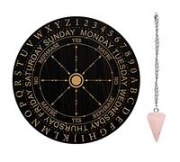 AHANDMAKER Tavoletta di predizione con indicatore a pendolo, 19,8 cm di bacchetta divinatoria Metafisica Tavoletta per messaggi Tavoletta intagliata in legno con ciondolo a cristallo e collana per