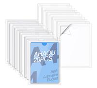 AHAQU 20 buste autoadesive formato A4, in plastica trasparente, porta permessi, portadocumenti appiccicosi, per casa, ufficio, scuola e viaggi