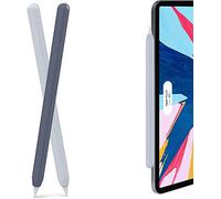 AHASTYLE Custodia in Silicone Cover Ultra Sottile Compatibile con Apple Pencil 2nd Generazione, iPad Pro 11 12,9 Pollici - Confezione da 2 (Blu Notte & Azzurro)