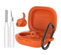 AhaStyle Custodia in silicone per Beats Powerbeats Fit (2025) con kit di pulizia e moschettone [logo superiore visibile] custodia protettiva completa antiurto compatibile con Beats Powerbeats Fit 2025
