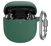 AHASTYLE Custodia in silicone per Bose QuietComfort Earbuds II Case e custodia protettiva [LED frontale visibile] [con moschettone] Compatibile con Bose QuietComfort Earbuds II (Verde Militare)