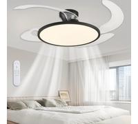 AHAWILL Ventilatore da soffitto a scomparsa moderno, 122 cm, con luce LED e telecomando, ideale per sala da pranzo, soggiorno e camera da letto