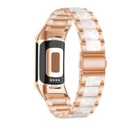 ahayo Cinturino in acciaio inox con resina semitrasparente per Fitbit Charge 6/5, scintillante cinturino da polso regolabile con chiusura pieghevole per Fitbit Charge 5 Activity Tracker, Misura unica
