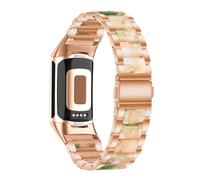ahayo Cinturino in acciaio inox con resina semitrasparente per Fitbit Charge 6/5, scintillante cinturino da polso regolabile con chiusura pieghevole per Fitbit Charge 5 Activity Tracker, Misura unica