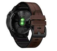 AHayo, cinturino in pelle per orologio Fenix 6 Pro/Sapphire, QuickFit, 22 mm, in vera pelle e silicone ondulato, resistente al sudore, per Garmin Fenix 5/5 Plus, 22mm, pelle Silicone