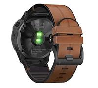 ahayo Cinturino per orologio Garmin Fenix 6X/Fenix 7X/Fenix 5X, QuickFit 26 mm, in vera pelle con silicone ondulato traspirante, cinturino per Enduro, Tactix Delta, Fenix 3, Tactix 7 Pro, 26mm, Pelle