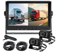 AHD 1080P - Telecamera di retromarcia per veicoli e camion, con monitor da 7 pollici, 2 telecamere impermeabili per retromarcia con visione notturna, con cavo da 15 m, per semirimorchio e camper da 12