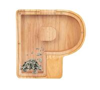 AHDFY Salvadanaio in Legno A Forma di Lettera, dalla A alla Z, Salvadanaio Trasparente con Lettere, Salvadanaio per Monete E Spiccioli, Decorazione Fai da per La Casa, per Bambini,P