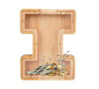 AHDFY Salvadanaio in Legno A Forma di Lettera, dalla A alla Z, Salvadanaio Trasparente con Lettere, Salvadanaio per Monete E Spiccioli, Decorazione Fai da per La Casa, per Bambini,I
