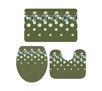 Ahdyr 3 pezzi tappeti da bagno set animale tropicale zebra fiore pianta verde morbido tappeto antiscivolo tappetino di contorno e coperchio per v a a e bagno