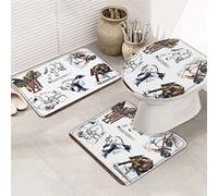 Ahdyr 3 pezzi tappeti da bagno set cavallo marrone e bianco concorso equestre tappeto da bagno ultra morbido antiscivolo tappetino contorno e coperchio per v a a e bag