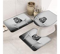 Ahdyr 3 pezzi tappeti da bagno set koala feroce seduto nella v a da bagno divertente nero bianco animale arte ultra morbido tappeto antiscivolo tappetino di contorno e coperc