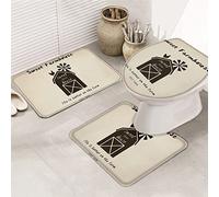 Ahdyr 3 pezzi tappeti da bagno set retrò dolce casa colonica USA stile country fienile mulino a vento pollo tappetino contorno ultra morbido e copertura per v a a e bagno-