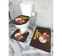 Ahdyr 3 pezzi tappeti da bagno set tappetino da bagno Happy Halloween Grimace Pumpkin Man dolcetto o scherzetto torta con luna piena tappetino di contorno ultra morbido e coperchio per v a a e bagn