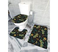 Ahdyr 3 pezzi tappeti da bagno set tappetino da bagno Happy Halloween smorfia zucca spaventoso pipistrello nero miao texture illustrazione tappetino contorno ultra morbido e copertura per v a a e b
