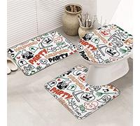 Ahdyr 3 pezzi tappetini da bagno set tappetino da bagno Happy Halloween carino colorato figura stilizzata zucca strega fantasma faccia festa tappetino contorno ultra morbido e coperchio per v a a e