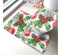 Ahdyr Animali Divertenti 3 Pezzi Set di Tappeti da Bagno Coccinella Cerbiatto Numero Riccio Gufo Orso Tappetini da Bagno Antiscivolo Tappeto Contorno a Forma di U Tappetino e Copriwater