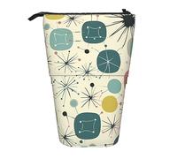 Ahdyr Astuccio per matite in piedi con motivo a stelle atomiche, simpatico astuccio per penna, astuccio telescopico per cancelleria, trousse per cosmetici per ufficio da donna