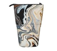 Ahdyr Astuccio per matite in piedi con trama di inchiostro di marmo, simpatico astuccio per penna, astuccio telescopico per cancelleria, borsa per cosmetici per l'ufficio femminile