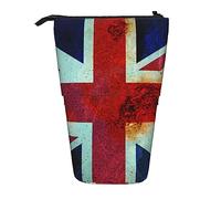 Ahdyr Astuccio per matite, simpatico astuccio per matite in piedi, astuccio portamatite retrattile, borsa organizer per cancelleria con bandiera britannica vintage Union Jack