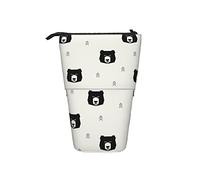 Ahdyr Bears Bear Head Astuccio per matite telescopico nero Stand-up Organizer Astuccio per cosmetici Borsa per trucco Astuccio per penne di cancelleria