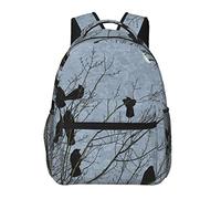 Ahdyr Black Crow Raven Bird Art Daypack Resistente poliestere antifurto multiuso Bookbag Zaino da escursionismo all'aperto per palestra di grande capacità con spallacci regolabili