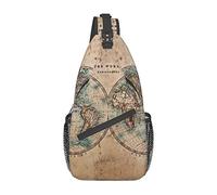 Ahdyr Borsa a tracolla stampata con mappa del mondo antica macchiata, borsa a tracolla casual, zaino da viaggio leggero per uomini e donne per adulti e adolescenti