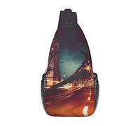 Ahdyr Borsa a tracolla stampata con strade di Praga, borsa a tracolla casual, zaino da viaggio leggero per uomini e donne per adulti e adolescenti