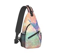 Ahdyr Borsa da uomo Zaino piccola borsa da petto impacchettabile Zaino Magic Tail Glitter Pink Mermaid Art Borsa multiuso antifurto Borsa con tracolla regolabile