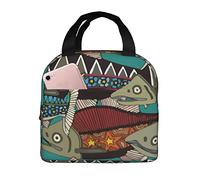 Ahdyr Borsa per il pranzo riutilizzabile Borsa per il pranzo isolata color salmone dell'Alaska, verde acqua, resistente, borsa per il pranzo più fresca