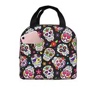 Ahdyr Borsa per il pranzo riutilizzabile Borsa per il pranzo isolata con teschi di zucchero Giorno dei Morti Scatola per il pranzo più fresca e durevole