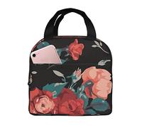 Ahdyr Borsa per il pranzo riutilizzabile Borsa per il pranzo isolata floreale floreale rosa Fiore di rosa Scatola per il pranzo più fresca e durevole