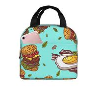 Ahdyr Borsa per il pranzo riutilizzabile Borsa per il pranzo isolata Yummy Hamburger con pancetta Scatola per il pranzo più fresca e durevole