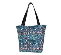 Ahdyr Borsa shopping a spalla da donna Borsa tote in tela durevole di grande capacità con custodia separata Leggera e lavabile Tasca principale sicura con cerniera Modello in stile nazionale