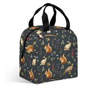 Ahdyr Borsa termica per il pranzo con animali della foresta dell' Borse riutilizzabili con t a e manico per uomo Donna Lavoro Picnic Viaggi Ufficio Spiaggia