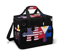 Ahdyr Borsa termica per puzzle con bandiera USA e filippina, borsa termica a tenuta stagna, borsa a tracolla portatile per il pranzo, per picnic, spiaggia, viaggi di lavoro, 15,4"x12"