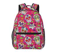 Ahdyr Borse per libri a tracolla Borsa per libri multiuso antifurto di grande capacità The Dead Sugar Skull Pink Art Zaino da trekking da viaggio con cerniere lisce