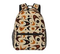 Ahdyr Brown Atomic Retro Boomerangs Mid Century Modern Art Daypack Borsa a tracolla antifurto multiuso leggera Borsa a libro per laptop di grande capacità Zaino con spallacci regolabili