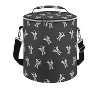 Ahdyr Cosmonauta Space Pattern Doppia borsa termica Borsa termica a tenuta stagna Borsa a tracolla portatile per il pranzo di raffreddamento per viaggi di lavoro in spiaggia da picnic 10"x12"