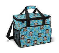 Ahdyr Cute Baby Monkey and Banana Cooler Box Borsa isolata a tenuta stagna Borsa a tracolla portatile per il pranzo di raffreddamento per picnic Beach Work Travel 15.4"x12"
