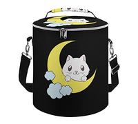 Ahdyr Cute Cat on The Moon - Borsa termica doppia, isolata, a tenuta stagna, borsa a tracolla portatile per il pranzo, per picnic, spiaggia, viaggi di lavoro, 25,4 x 30,5 cm