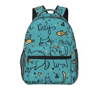 Ahdyr Cute Leisurely Cats Kitten Art Daypack Zaino in poliestere resistente Borsa a tracolla antifurto multiuso Grande capacità Palestra Zaino da escursionismo all'aperto con cerniere lisce