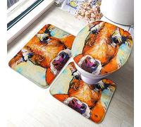 Ahdyr da Giraffa Set di 3 pezzi Grafica Viso Collo Ritratto pastello Pelliccia selvaggia Animale Testa di olio Doodle Tappetini da per bagno Tappeto antiscivolo assorbente 23,6X15,7