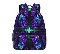 Ahdyr Donna Uomo Poliestere resistente Magic Blue Leaf Art Zaino casual Borsa a libro di grande capacità con tasche laterali per picnic sportivo Camminata Ciclismo