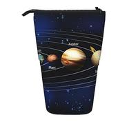 Ahdyr Exploring the Solar System Astuccio per matite in piedi, simpatico astuccio per penne, astuccio telescopico per cancelleria, trousse per cosmetici per ufficio da donna